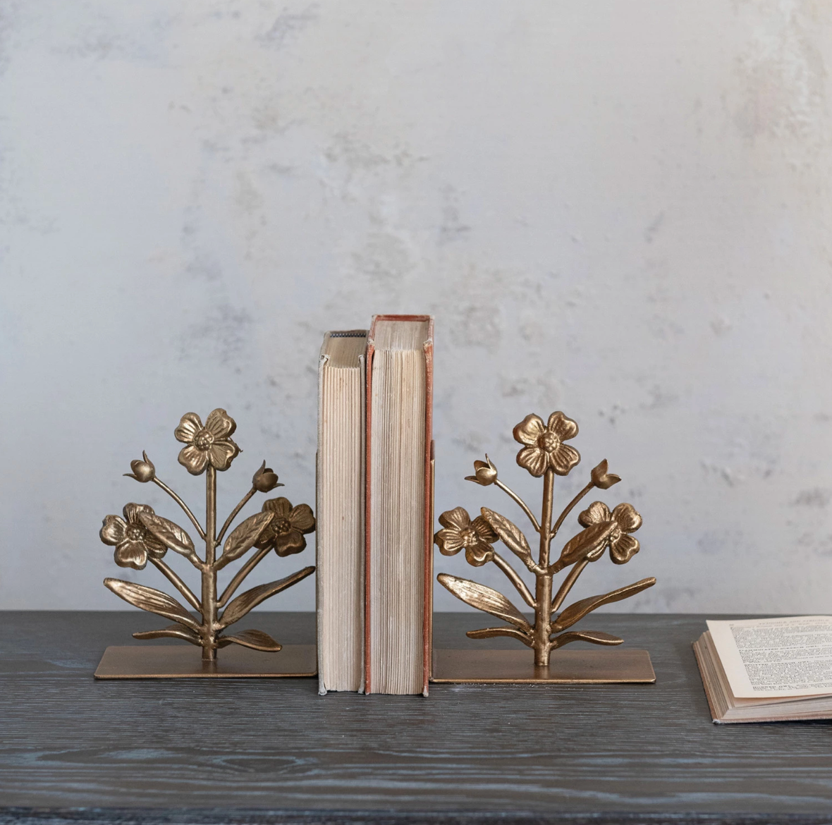 Cast Iron Flower Shaped Bookends - Thumbnail 2